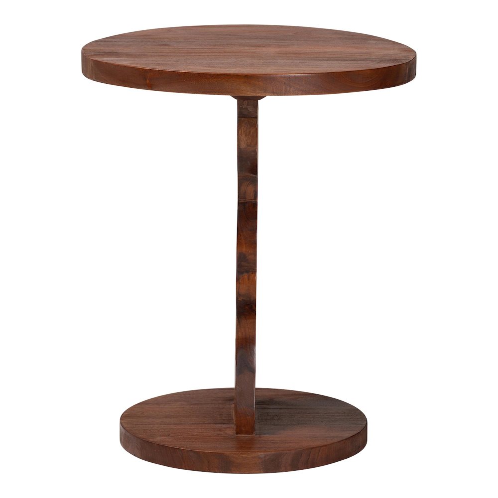 Nightstand with Pedestal Base - Mahogany Wood Bedside Side Table