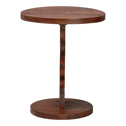 Nightstand with Pedestal Base - Mahogany Wood Bedside Side Table