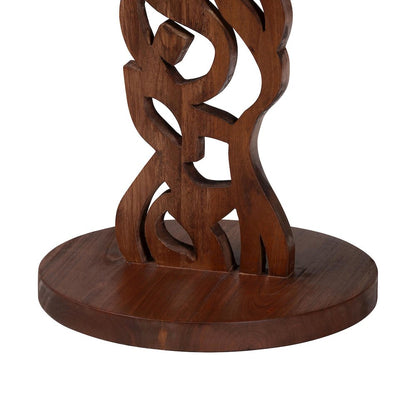 Nightstand with Pedestal Base - Mahogany Wood Bedside Side Table