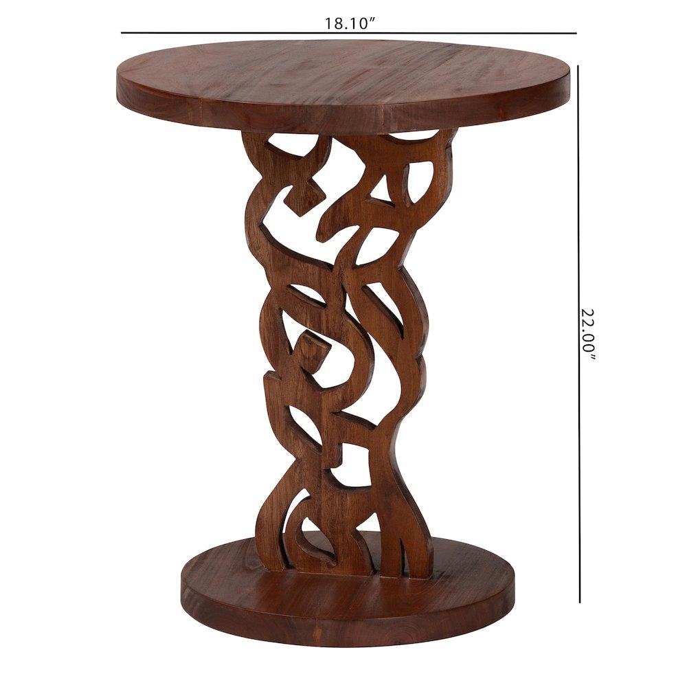 Nightstand with Pedestal Base - Mahogany Wood Bedside Side Table