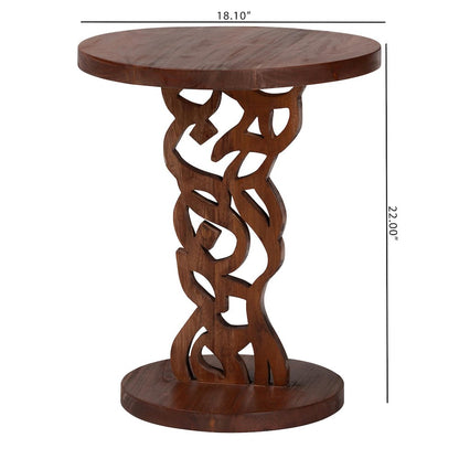 Nightstand with Pedestal Base - Mahogany Wood Bedside Side Table