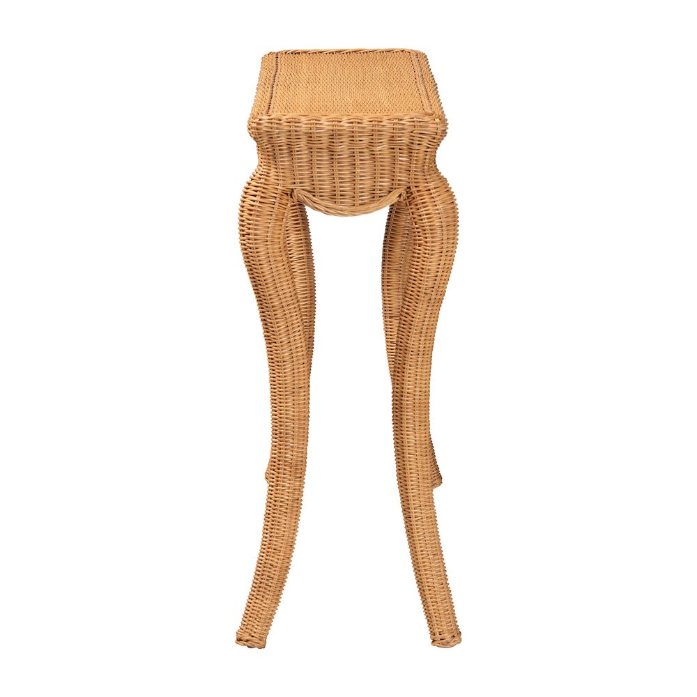 Deborah Natural Rattan Console Table Wicker Accent Table with Cabriole Legs