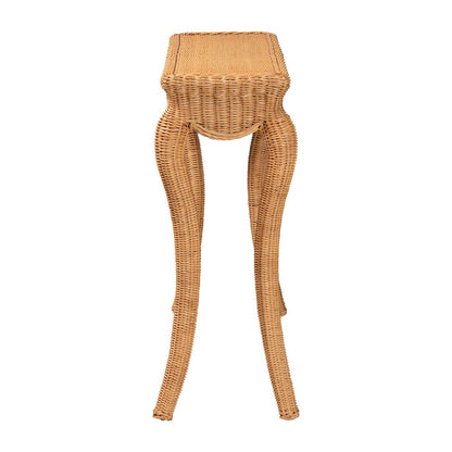 Deborah Natural Rattan Console Table Wicker Accent Table with Cabriole Legs