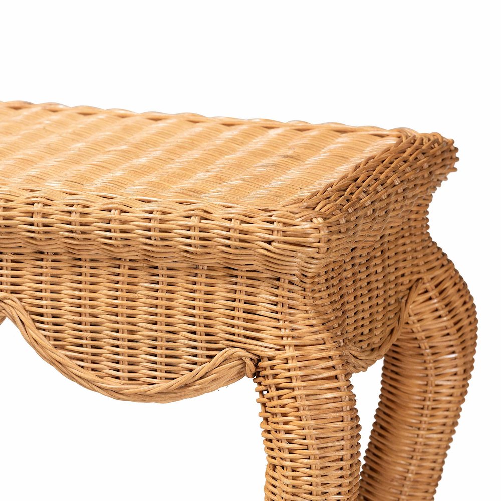 Deborah Natural Rattan Console Table Wicker Accent Table with Cabriole Legs