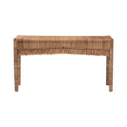 Fiona Handwoven Seagrass Console Table with Boho Fringe Detailing