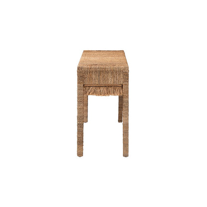Fiona Handwoven Seagrass Console Table with Boho Fringe Detailing