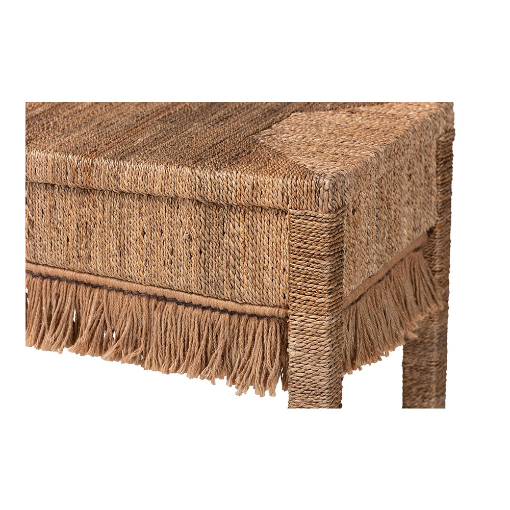 Fiona Handwoven Seagrass Console Table with Boho Fringe Detailing