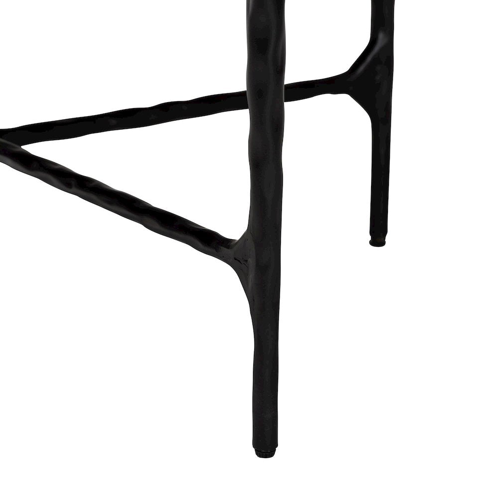 Marble Coffee Table - Rustic Accent Table with Hand-Forged Metal Frame, Round