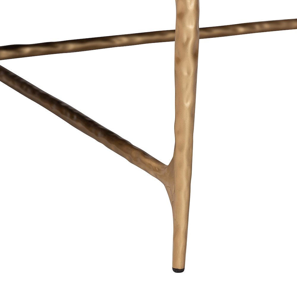 Marble Coffee Table - Rustic Accent Table with Hand-Forged Metal Frame, Square