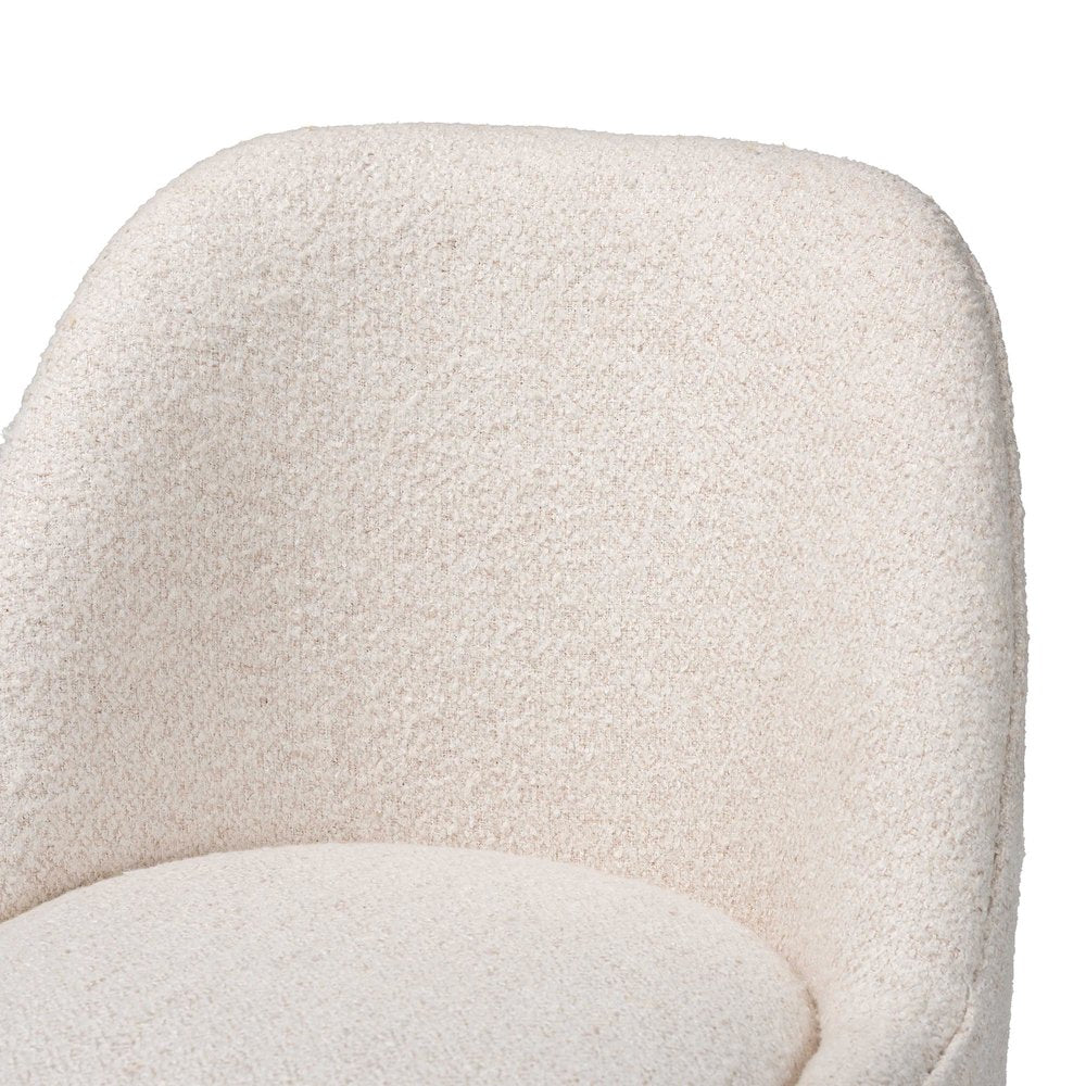 Modern Boucle Accent Side Chair with Hand-Forged Metal Frame and Wingback Seat