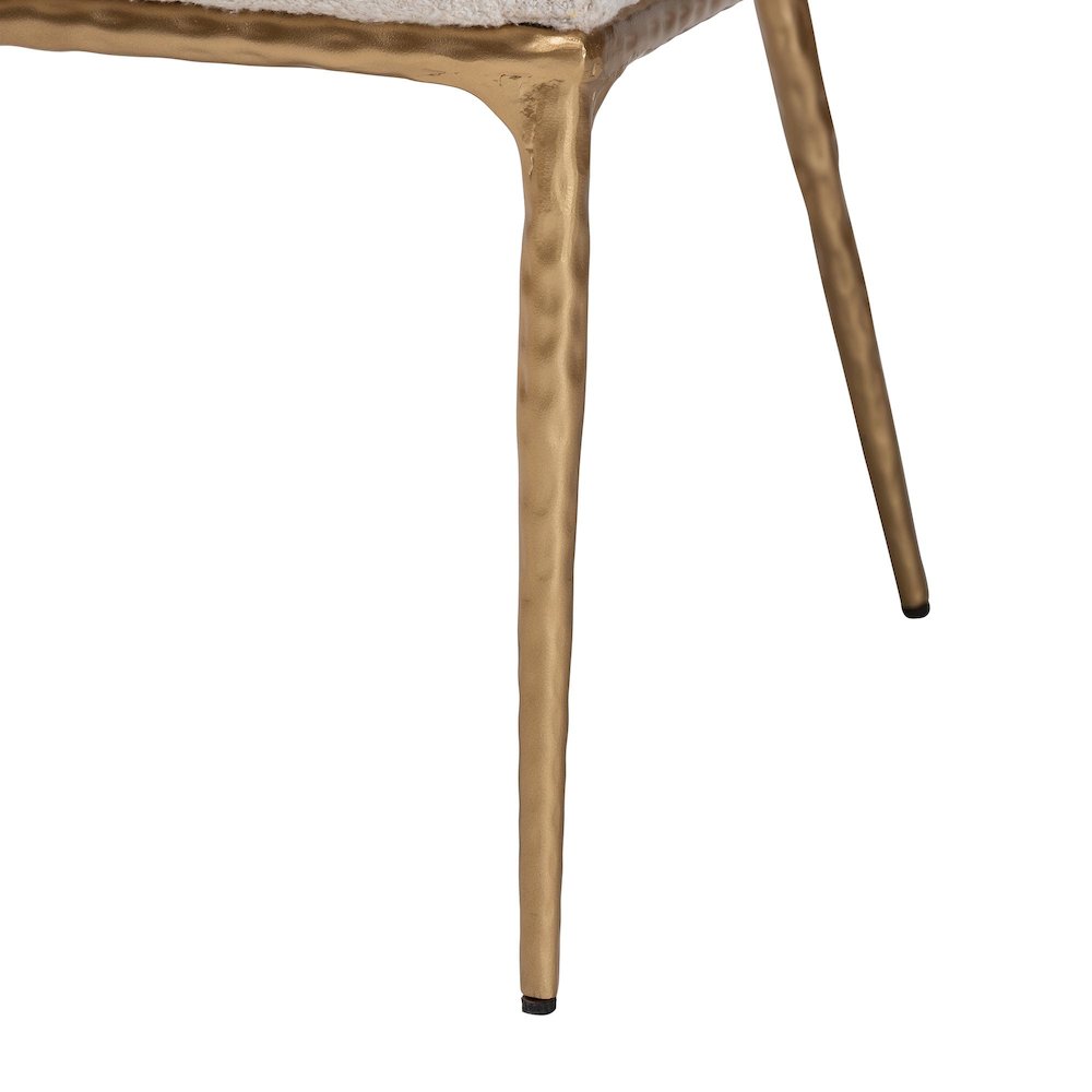 Modern Boucle Accent Side Chair with Hand-Forged Metal Frame and Wingback Seat