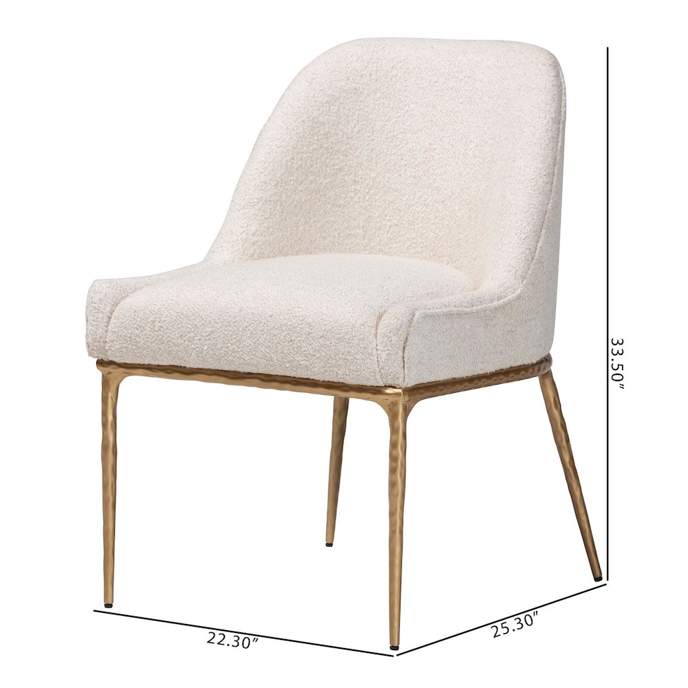 Modern Boucle Accent Side Chair with Hand-Forged Metal Frame and Wingback Seat
