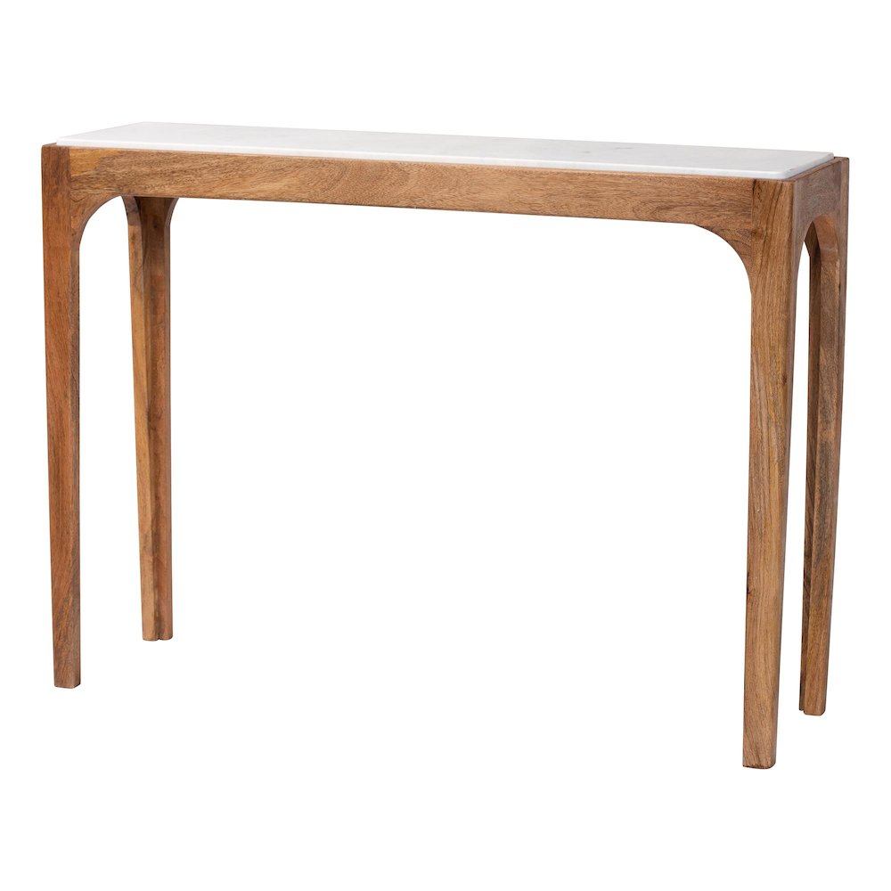 Marble Console Table - Modern Accent Table with Mango Wood Frame