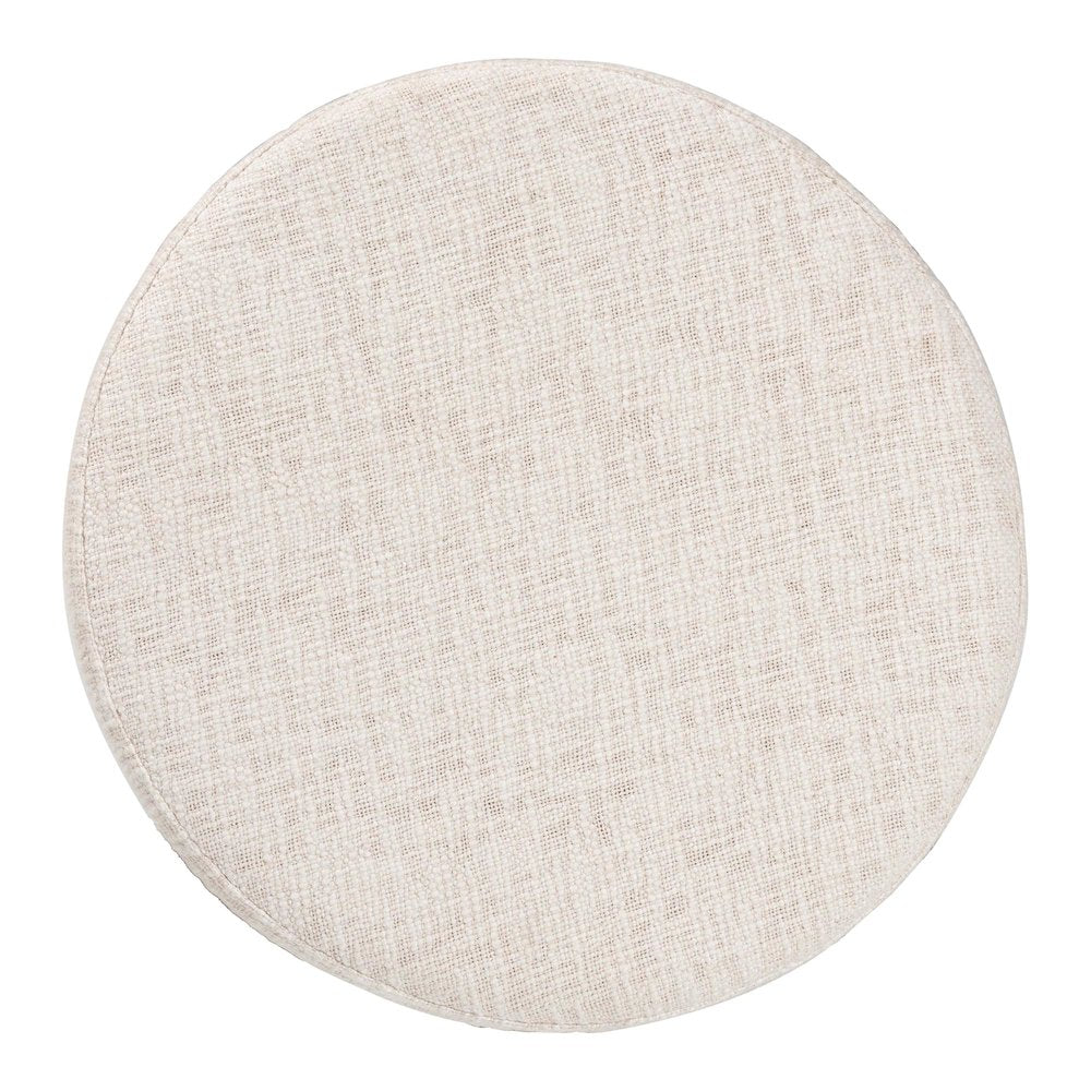 Modern Accent Ottoman Stool with Upholstered Cushion and Mango Wood Frame