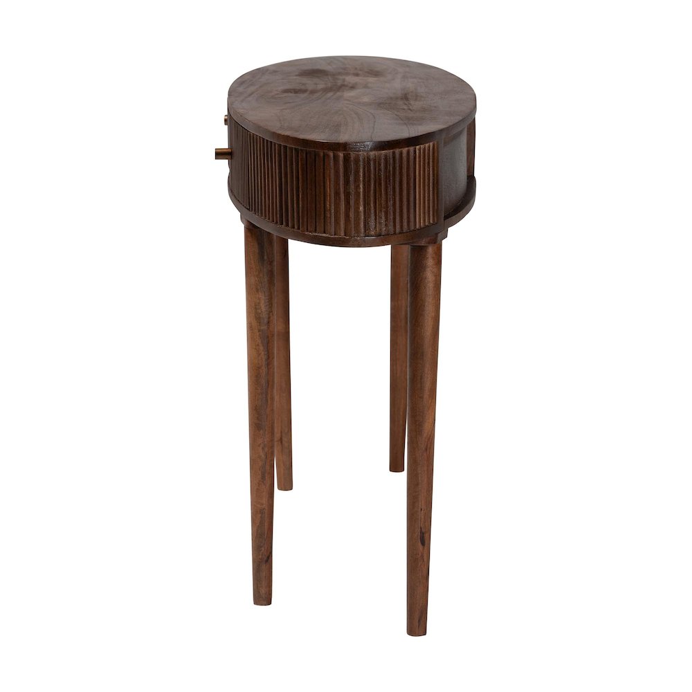 Fluted Wood Console Table - 2-Drawer Oval Accent Table