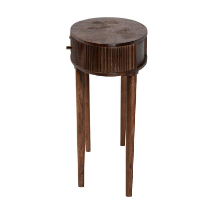 Fluted Wood Console Table - 2-Drawer Oval Accent Table