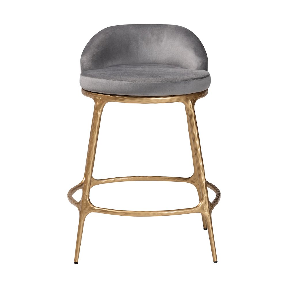 Aarush Counter Stool - Modern Rustic Seating with Hand-Forged Metal Frame