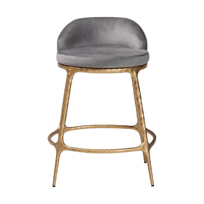 Aarush Counter Stool - Modern Rustic Seating with Hand-Forged Metal Frame