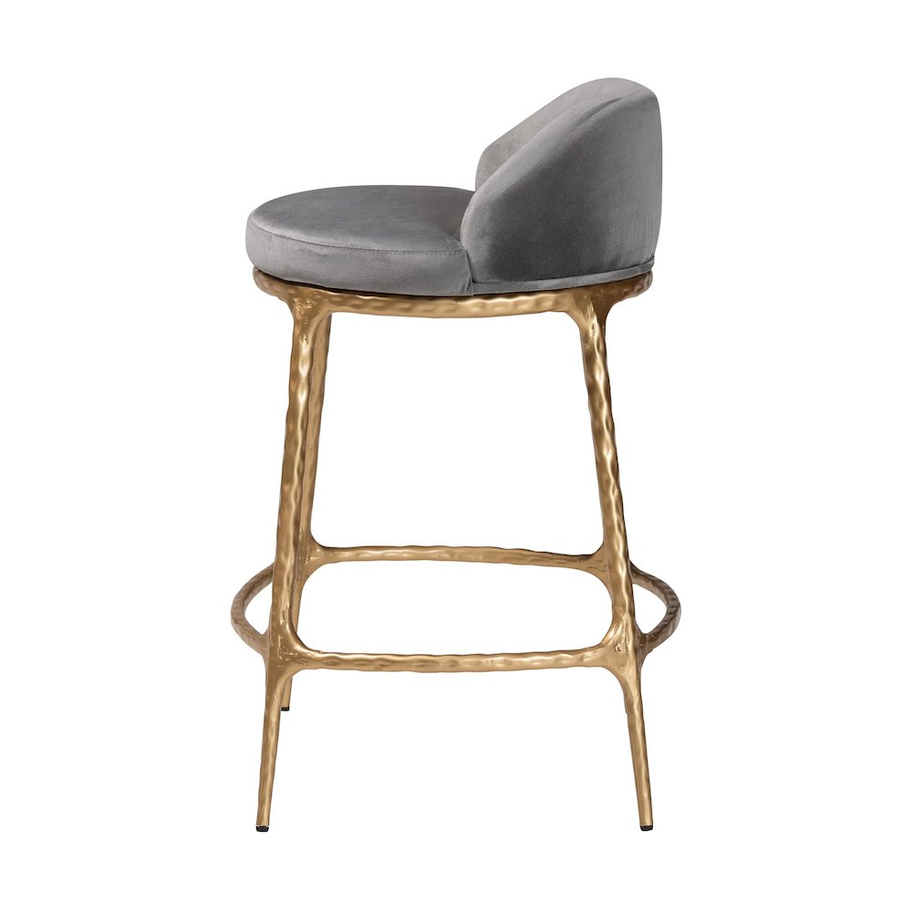 Aarush Counter Stool - Modern Rustic Seating with Hand-Forged Metal Frame