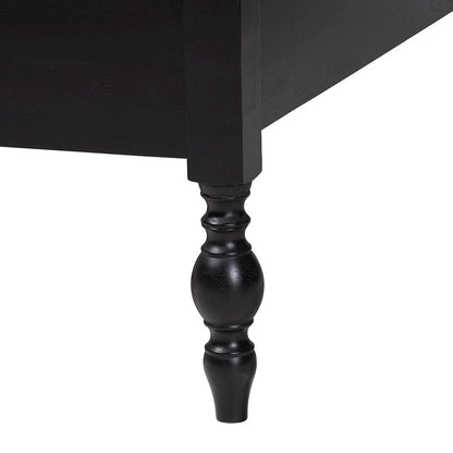 Platform Bed - Turned Bed Frame with Headboard and Sculpted Legs, Black, Full