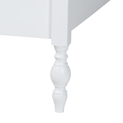 Platform Bed - Turned Bed Frame with Headboard and Sculpted Legs, White, Full