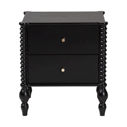 Nightstand - 2-Drawer Bedside Table with Turned Accents for Bedroom, Black
