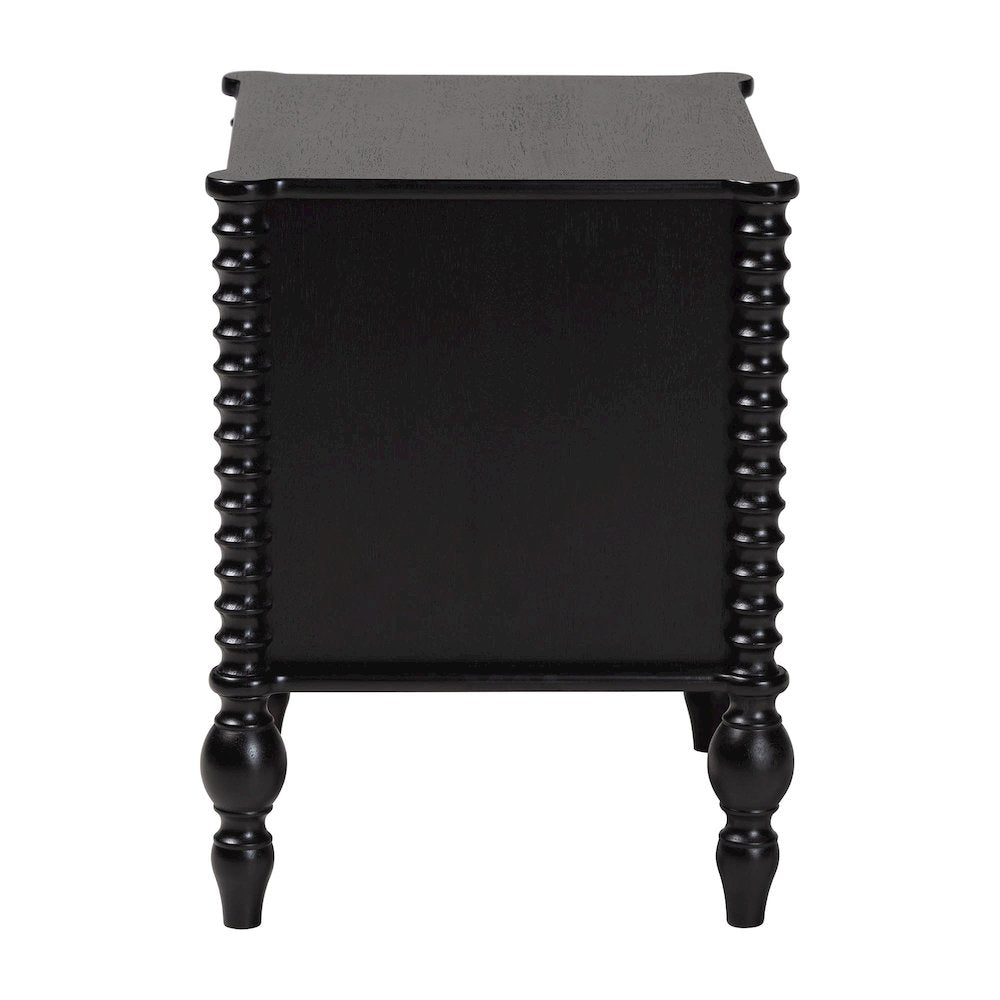 Nightstand - 2-Drawer Bedside Table with Turned Accents for Bedroom, Black