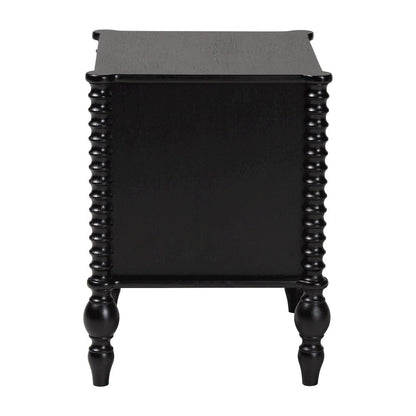 Nightstand - 2-Drawer Bedside Table with Turned Accents for Bedroom, Black
