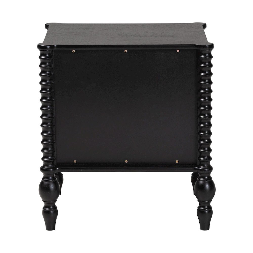 Nightstand - 2-Drawer Bedside Table with Turned Accents for Bedroom, Black