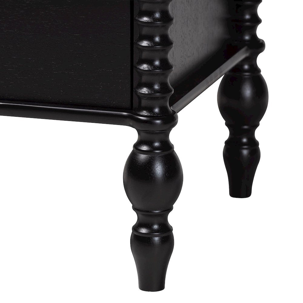 Nightstand - 2-Drawer Bedside Table with Turned Accents for Bedroom, Black