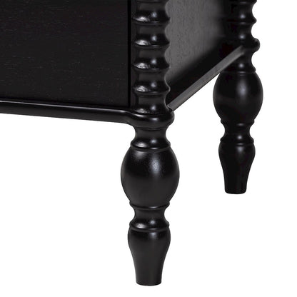 Nightstand - 2-Drawer Bedside Table with Turned Accents for Bedroom, Black