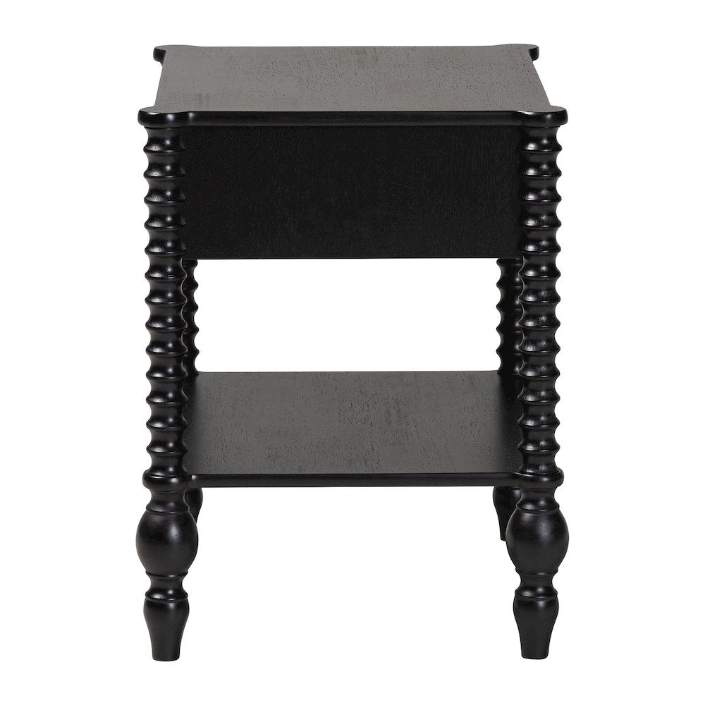 Nightstand - 1-Drawer Bedside Table with Open Shelf Storage, Black