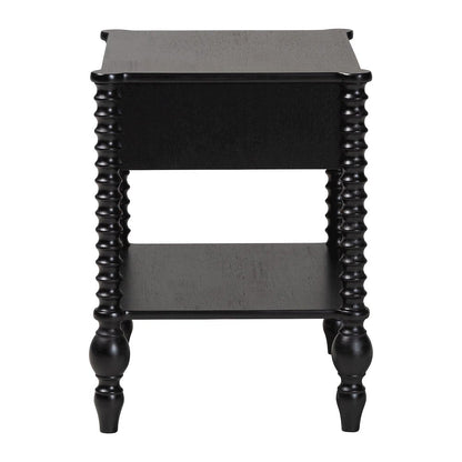 Nightstand - 1-Drawer Bedside Table with Open Shelf Storage, Black