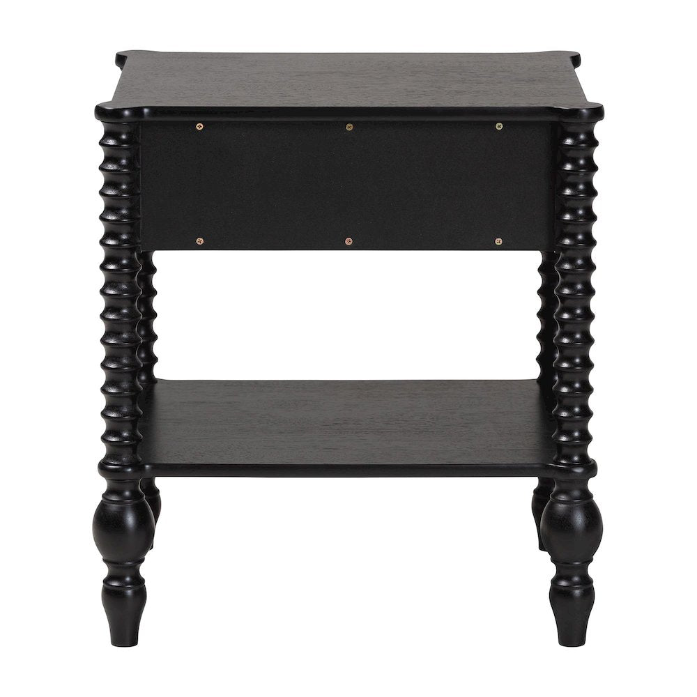 Nightstand - 1-Drawer Bedside Table with Open Shelf Storage, Black