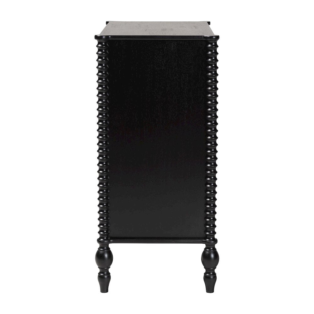 Chest - 4-Drawer Vertical Cabinet with Turned Accents for Bedroom, Black