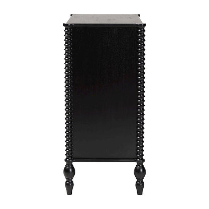 Chest - 4-Drawer Vertical Cabinet with Turned Accents for Bedroom, Black