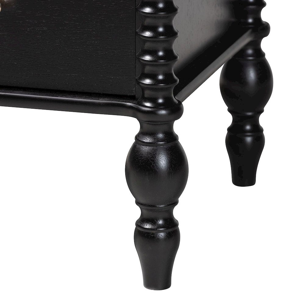 Chest - 4-Drawer Vertical Cabinet with Turned Accents for Bedroom, Black
