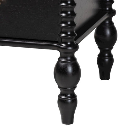 Chest - 4-Drawer Vertical Cabinet with Turned Accents for Bedroom, Black