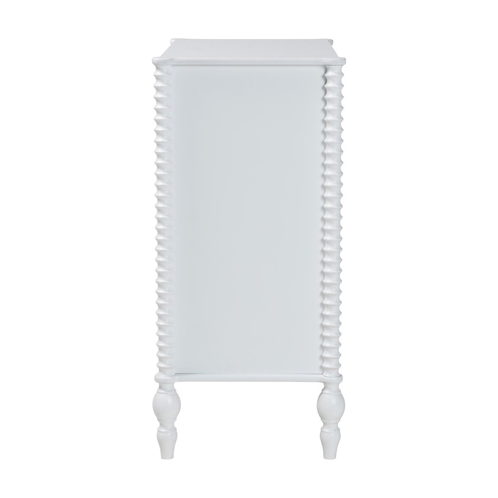 Chest - 4-Drawer Vertical Cabinet with Turned Accents for Bedroom, White