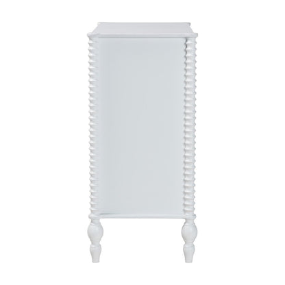 Chest - 4-Drawer Vertical Cabinet with Turned Accents for Bedroom, White