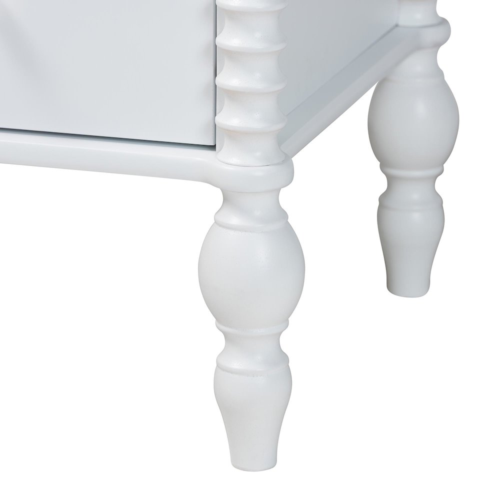 Chest - 4-Drawer Vertical Cabinet with Turned Accents for Bedroom, White