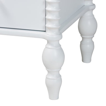 Chest - 4-Drawer Vertical Cabinet with Turned Accents for Bedroom, White