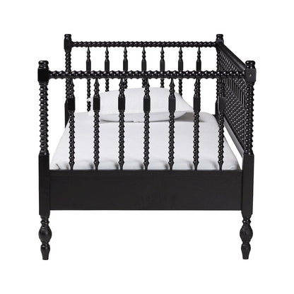 Daybed - Turned Sofa Bed with Spoked Frame Border, Black, Twin
