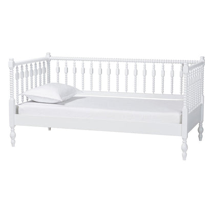 Daybed - Turned Sofa Bed with Spoked Frame Border, White, Twin