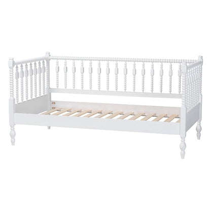 Daybed - Turned Sofa Bed with Spoked Frame Border, White, Twin