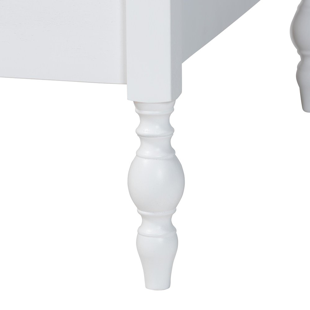 Daybed - Turned Sofa Bed with Spoked Frame Border, White, Twin