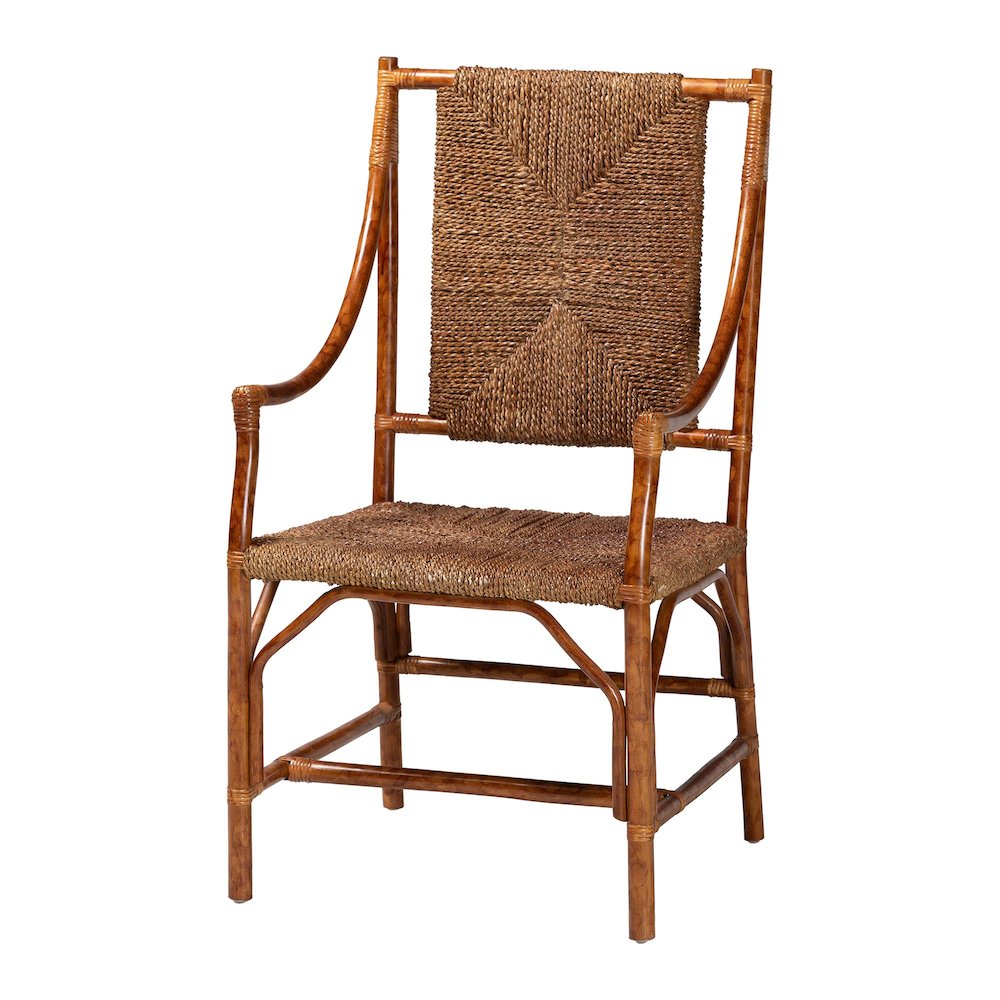 Ramos Marbled Tortoise Natural Rattan and Seagrass Armchair