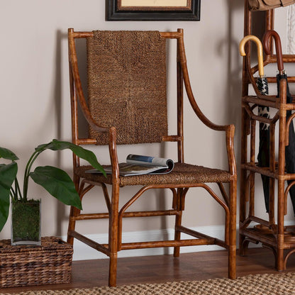 Ramos Marbled Tortoise Natural Rattan and Seagrass Armchair