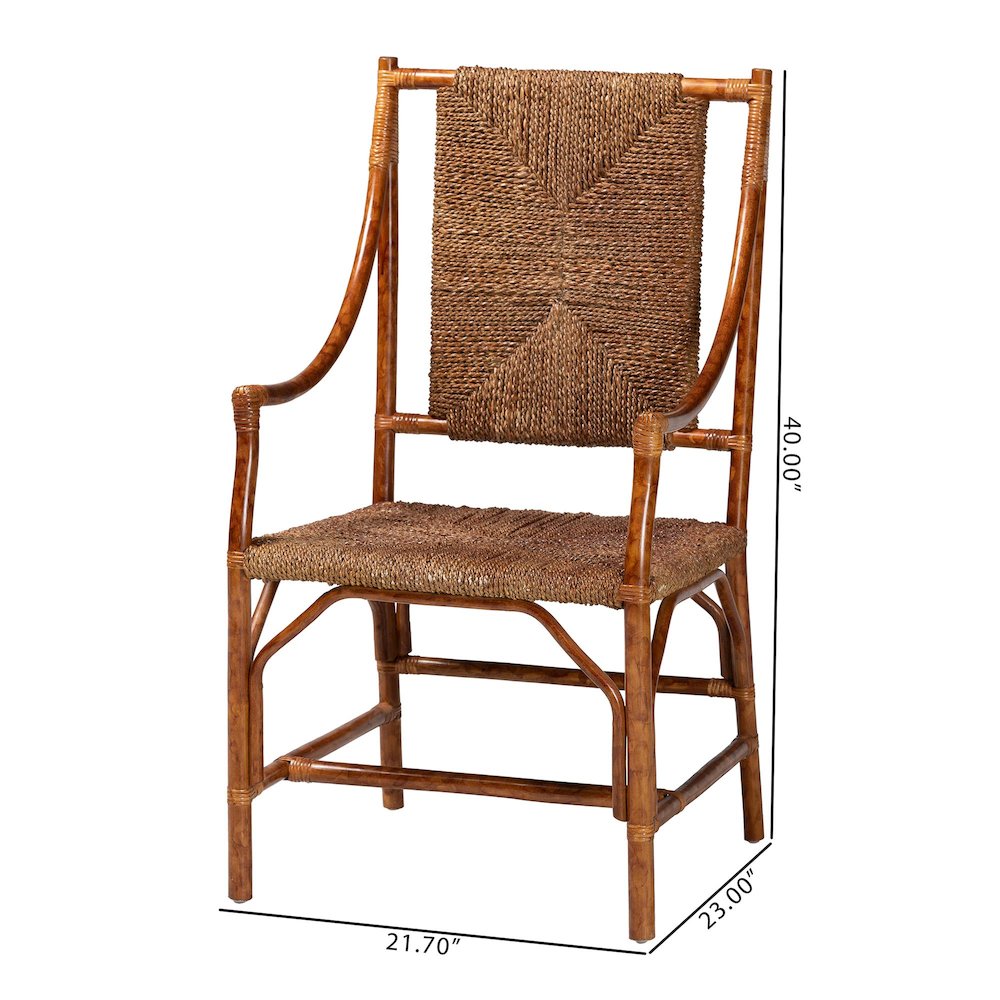 Ramos Marbled Tortoise Natural Rattan and Seagrass Armchair