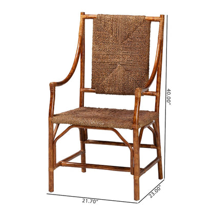 Ramos Marbled Tortoise Natural Rattan and Seagrass Armchair